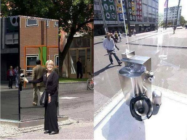 Public Bathroom Made Of 1-Way Mirrors